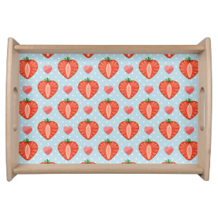 Heart Strawberries with Polka Dots And Hearts Serving Tray