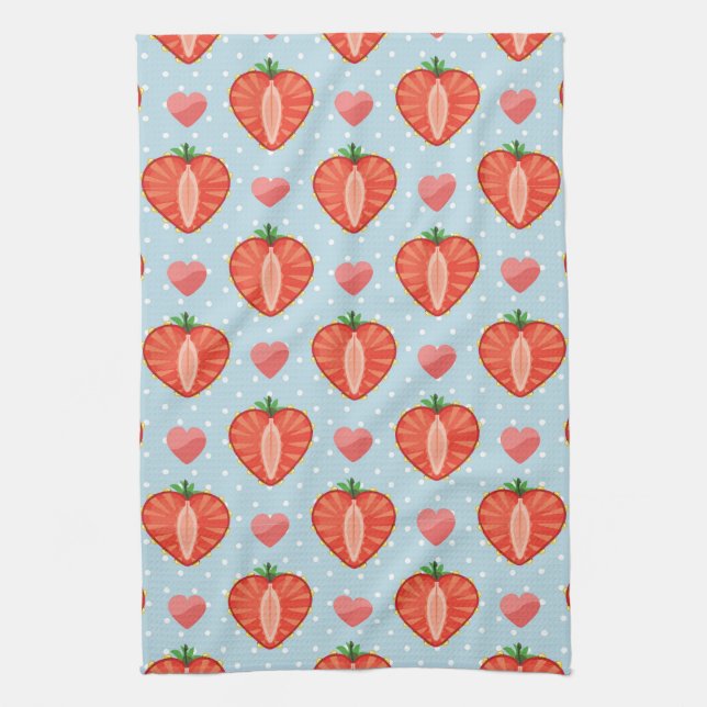 Heart Strawberries with Polka Dots And Hearts Towel (Vertical)