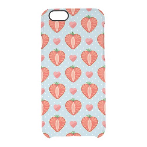 Heart Strawberries with Polka Dots And Hearts Clear iPhone 66S Case