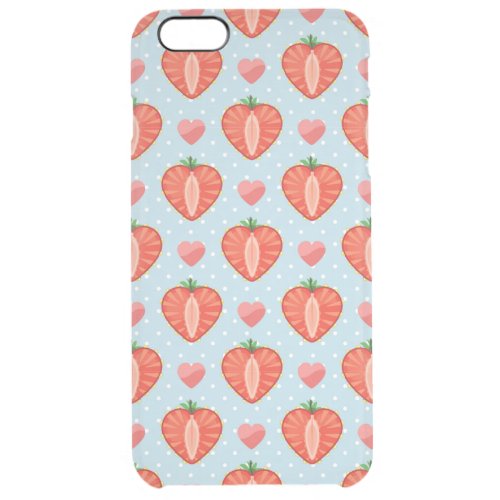 Heart Strawberries with Polka Dots And Hearts Clear iPhone 6 Plus Case