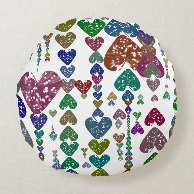 Heart strings round pillow (Front)
