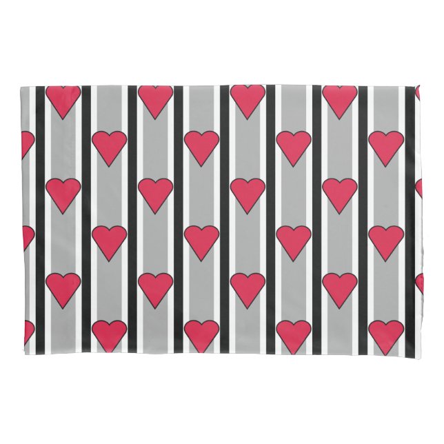 Heart Striped Pillow Case (Front)