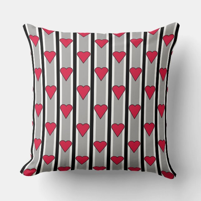 Heart Striped Throw Pillow (Front)