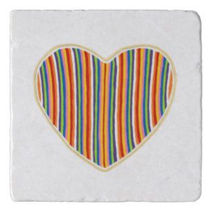 Heart Stripes Marble Trivet
