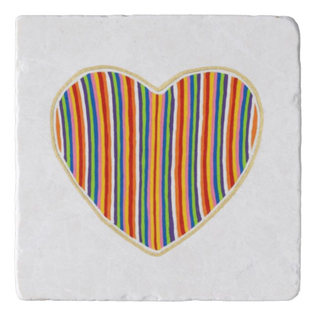 Heart Stripes Marble Trivet (Front)