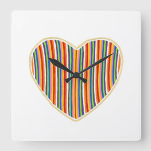 Heart Stripes Wall Clock