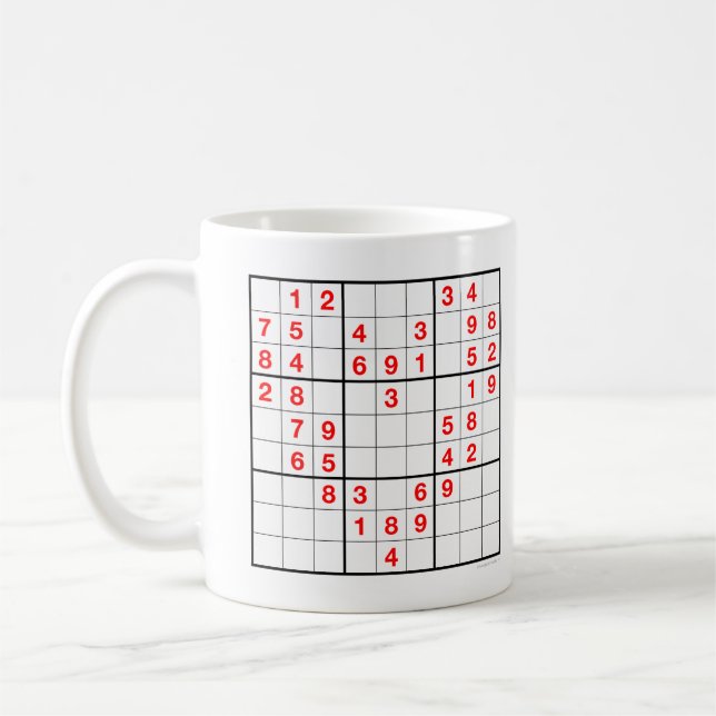 Heart Sudoku with downloadable puzzle Coffee Mug (Left)