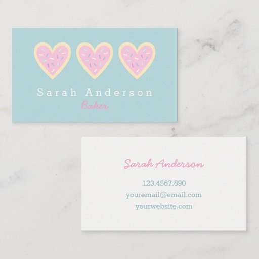 Customizable Heart Sugar Cookie Business Card for Bakers