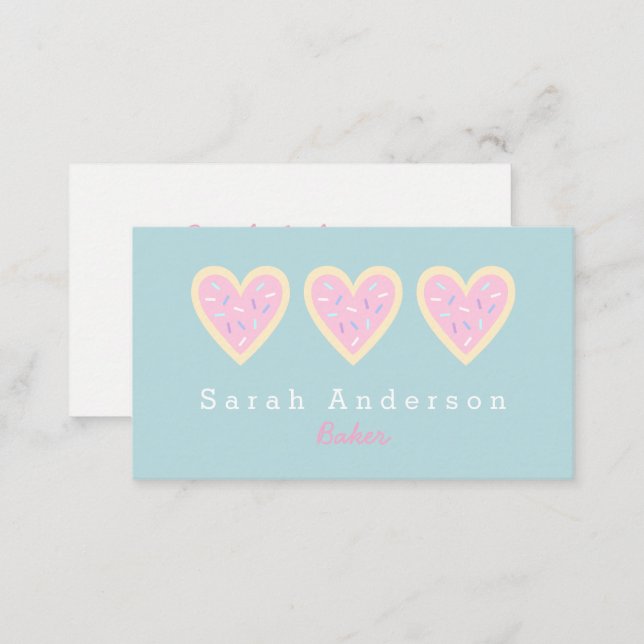 Heart Sugar Cookie Business Card for Bakers (Front/Back)