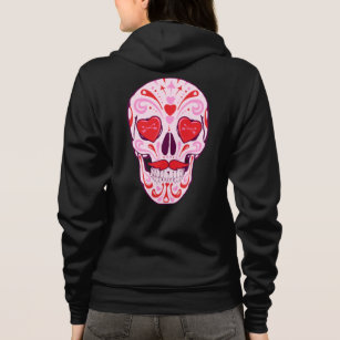 sugar skull zip up moletom com capuz