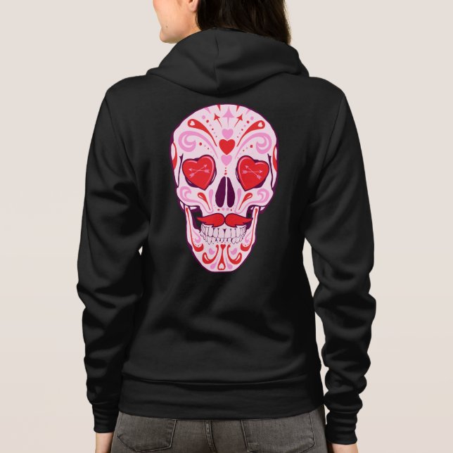 Heart Sugar Skull & Arrows Zip Hoodie (Back)
