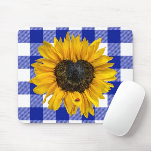 Heart Sunflower with Ladybug  Mouse Pad