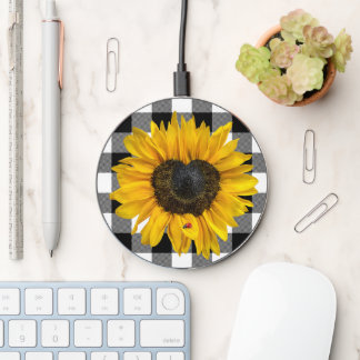 Heart Sunflower with Ladybug Wireless Charger