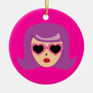 Heart Sunglasses Ceramic Ornament