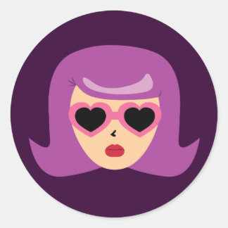 Heart Sunglasses Classic Round Sticker