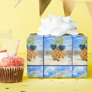 Heart Sunglasses on Pineapple Wrapping Paper