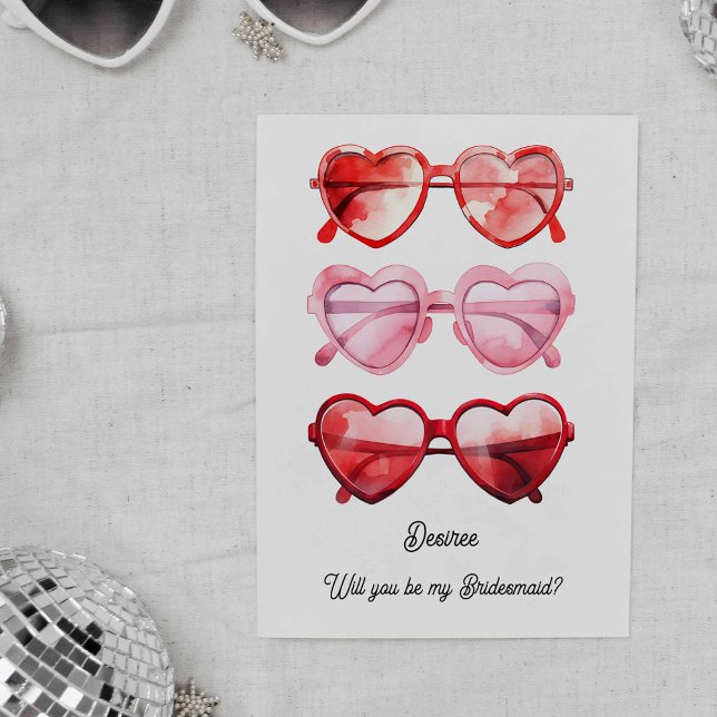 Heart Sunnies Bridesmaid Proposal  Card (Creator Uploaded)