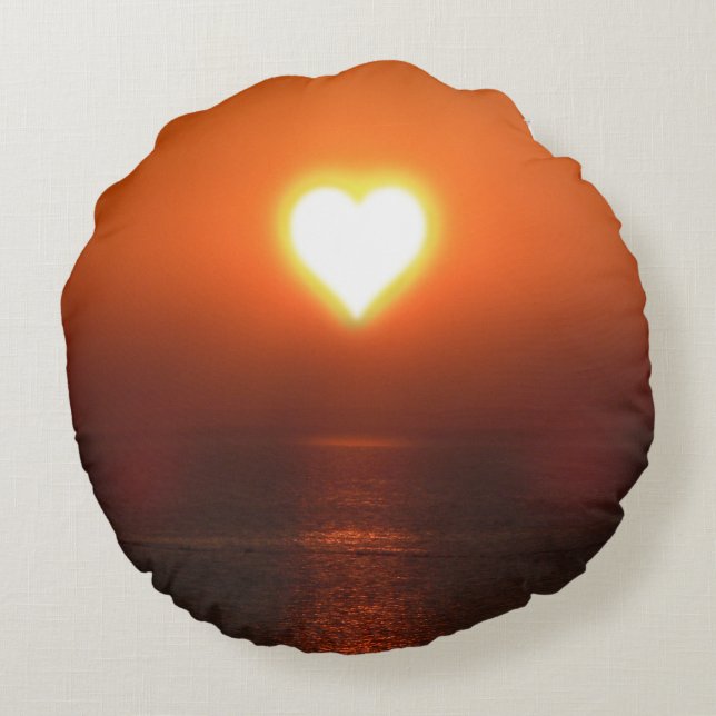 Heart Sunset Round Pillow (Back)