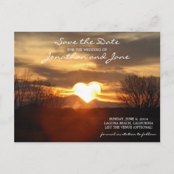 Heart Sunset Wedding Romantic Save The Date Announcement Postcard by loveisthething at Zazzle