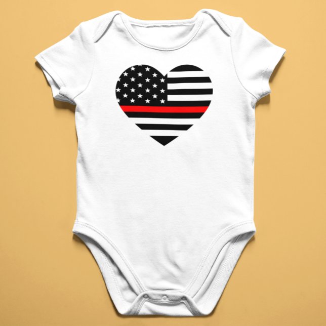 Heart Support Firefighter Flag Baby Bodysuit (Creator Uploaded)