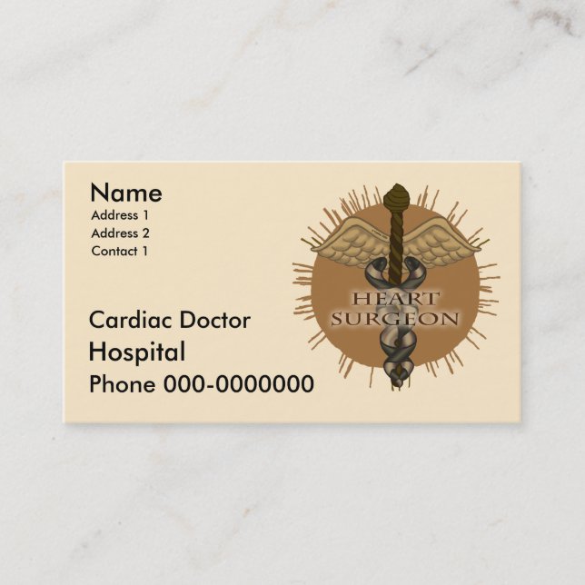 Heart Surgeon Caduceus Appointment Card (Front)