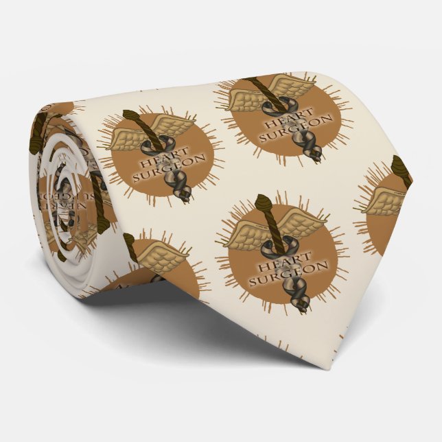 Heart surgeon Caduceus Neck Tie (Rolled)