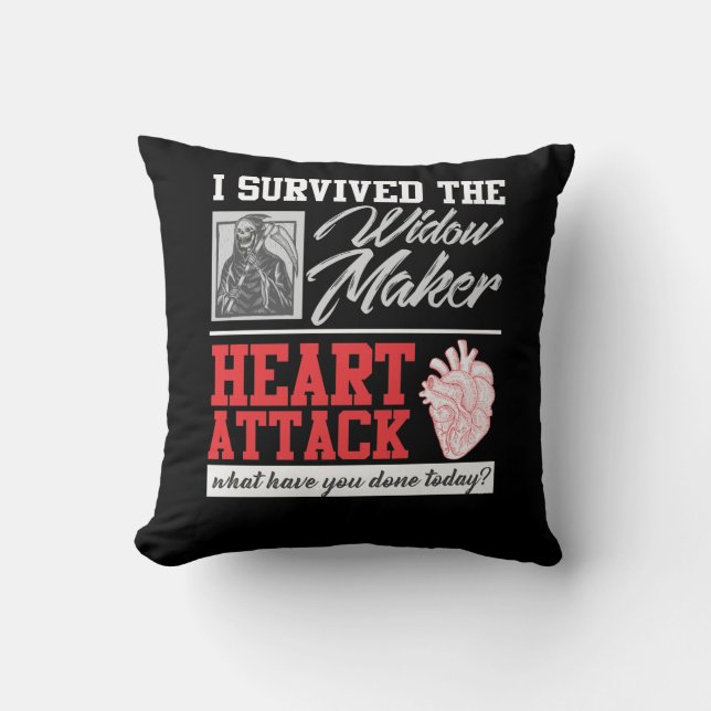 Heart Surgery Survived Widow Maker Heart Attack Throw Pillow (Front)