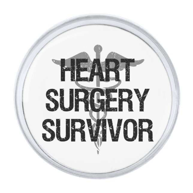Heart Surgery Survivor Silver Finish Lapel Pin (Front)