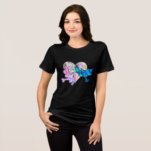 Heart surrounded by pigeon Tri_Blend shirt