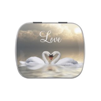 Heart Swans Jelly Belly Candy Tin