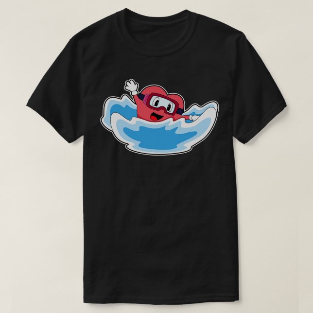 Heart Swimming Waves T-Shirt (Design Front)