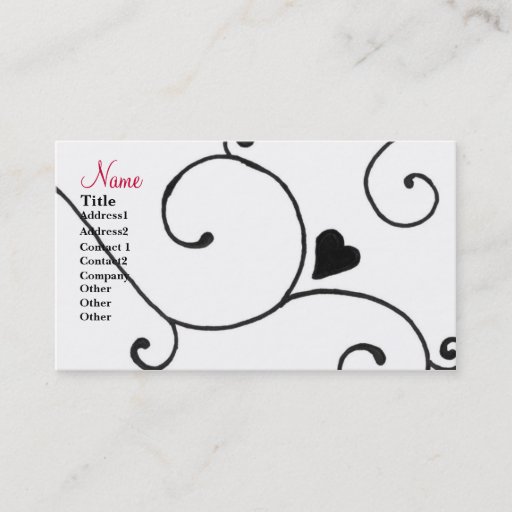 Customizable Heart Swirl Business Card