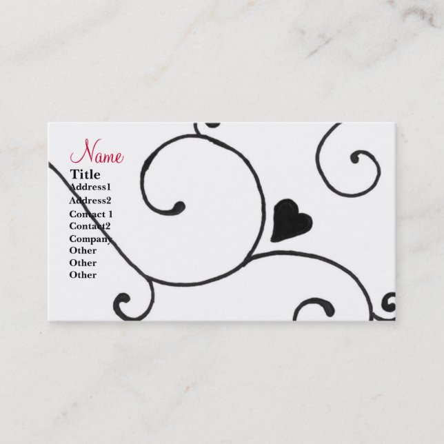 Heart Swirl Business Card (Front)