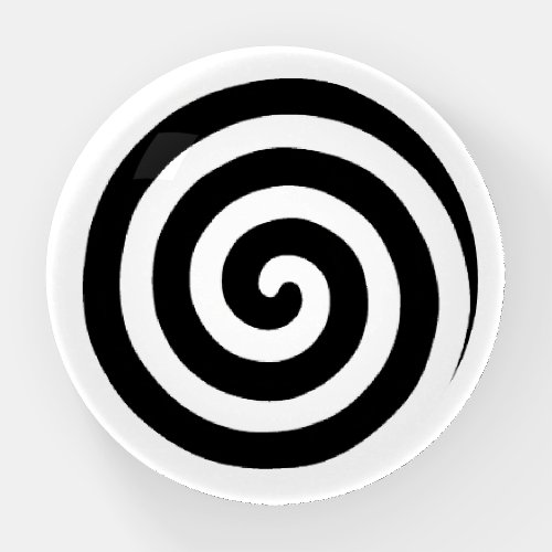 Heart  Swirl Spiral Circles in Black  White Paperweight