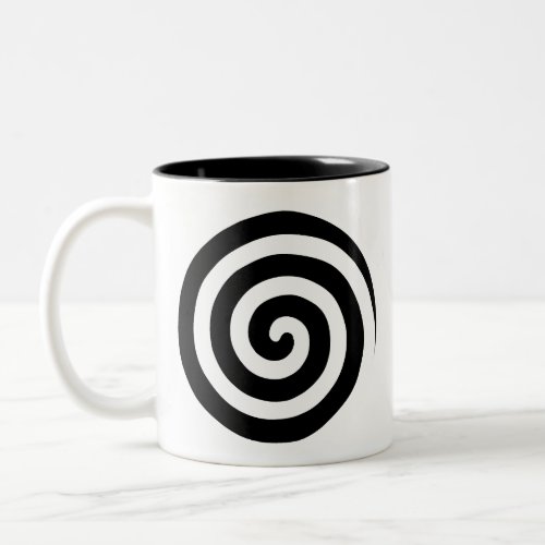 Heart  Swirl Spiral Circles in Black  White Two_ Two_Tone Coffee Mug