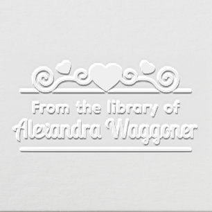 Heart Swirls “From the library of” Embosser