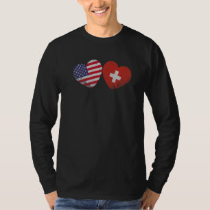 Heart Swiss American Flag Patriotic Family Heritag T-Shirt