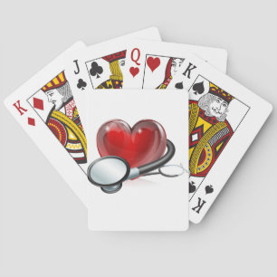 Heart symbol and stethoscope poker cards