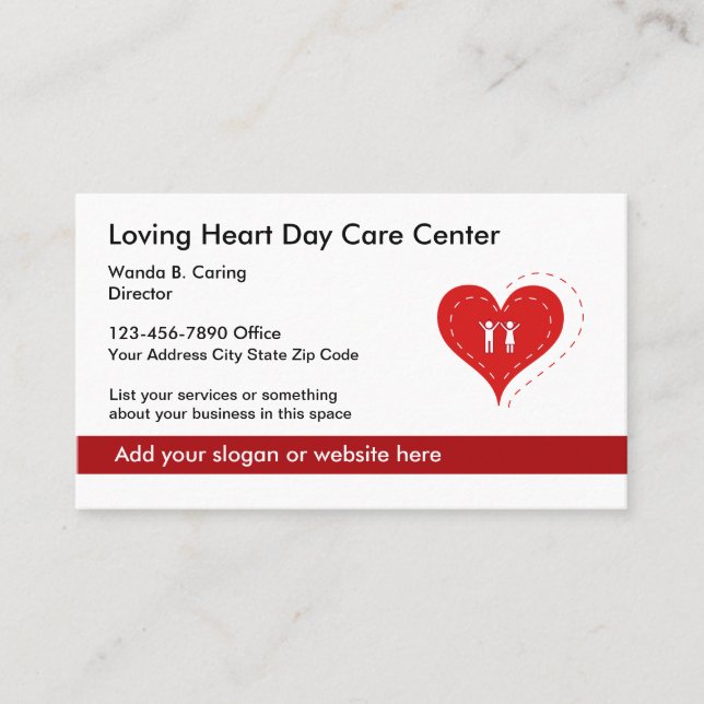 Heart Symbol Day Care Center And Family Services Business Card (Front)