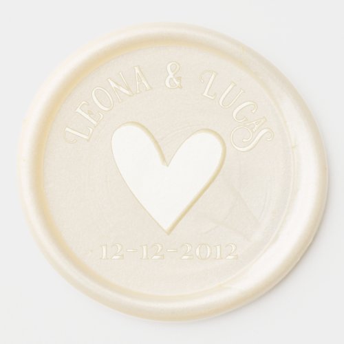 Heart Symbol Two Names  Date Wedding Favor Simple Wax Seal Sticker