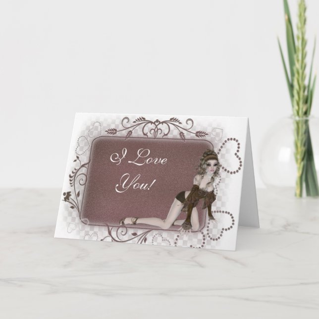 Heart Tag Elf Design - Customizable Greeting Card (Front)