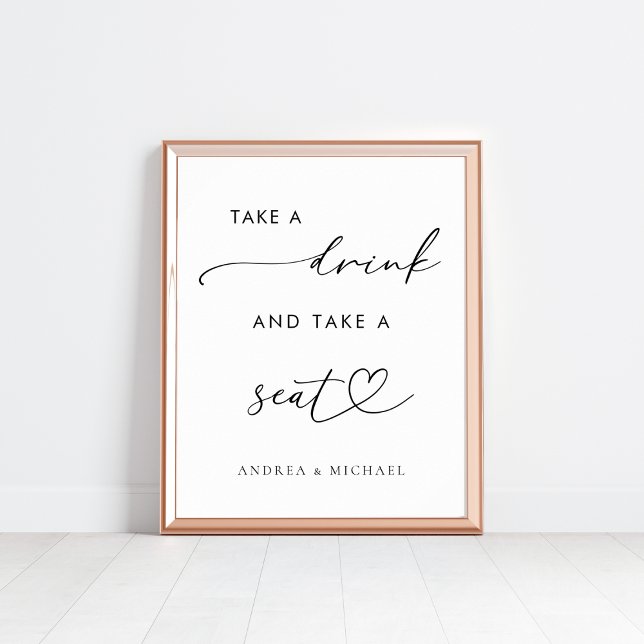 Heart Take a Drink and Take a Seat Wedding Sign (Creator Uploaded)