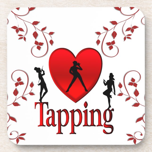  Heart Tap Dance Design Beverage Coaster (Front)