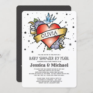 Heart Tattoo Baby Shower By Mail Invitation