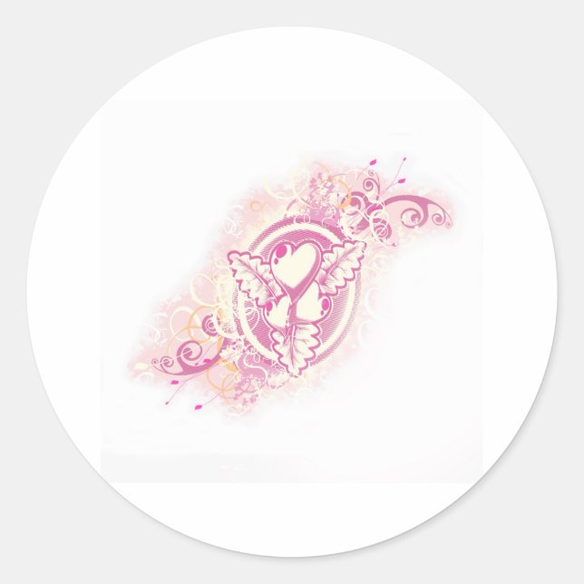Heart Tattoo with Flowers Classic Round Sticker (Front)