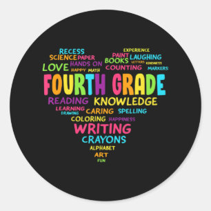 Heart Tee Fourth Grade Team Teacher Student Back T Classic Round Sticker