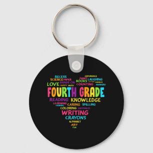 Heart Tee Fourth Grade Team Teacher Student Back T Keychain