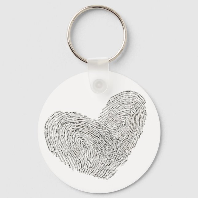 Heart text design in thumbprint seal keychain (Front)