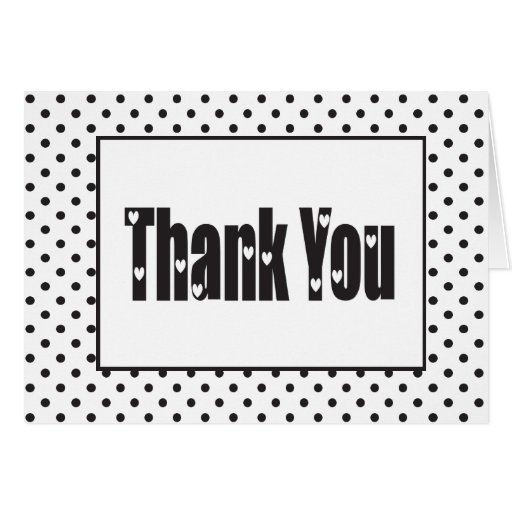 Heart Thank You Black And White Polka Dots Card | Zazzle