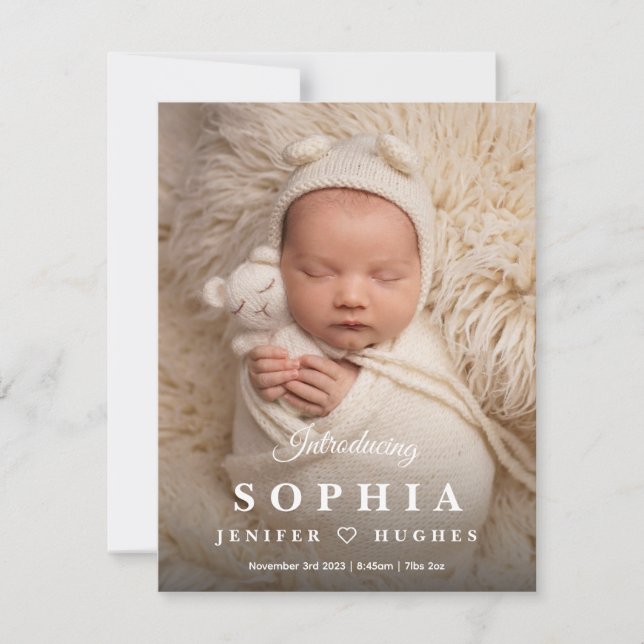 Heart thank you card, baby photo thank you card (Front)